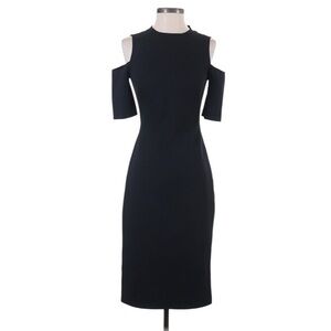 Zara Cold Shoulder Midi Cocktail Dress in Black Size XS EUC